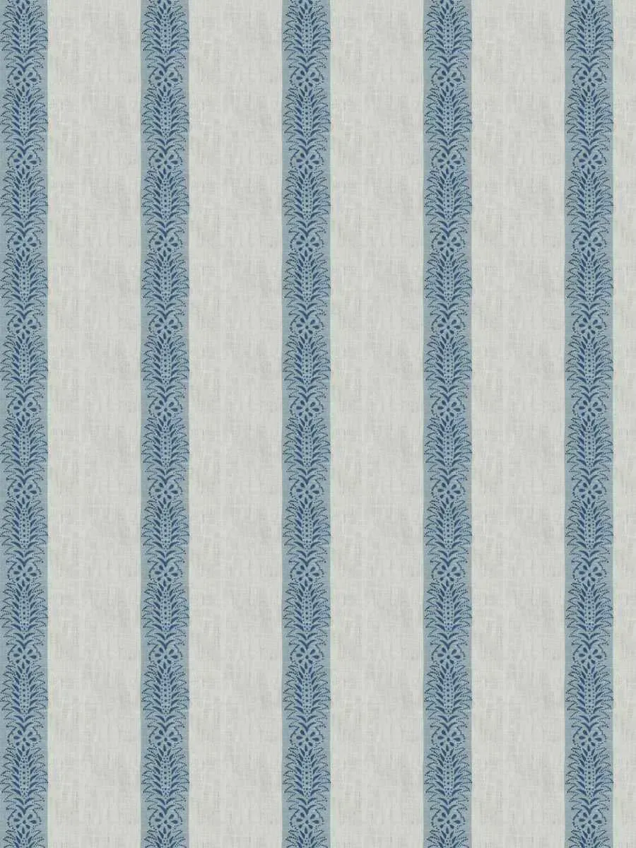 French General Elodie Bleu tissu lin indigo ameublement mètre