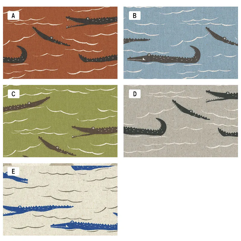 Yoko Saito 10627 tissu toile coton lin crocodiles au mètre