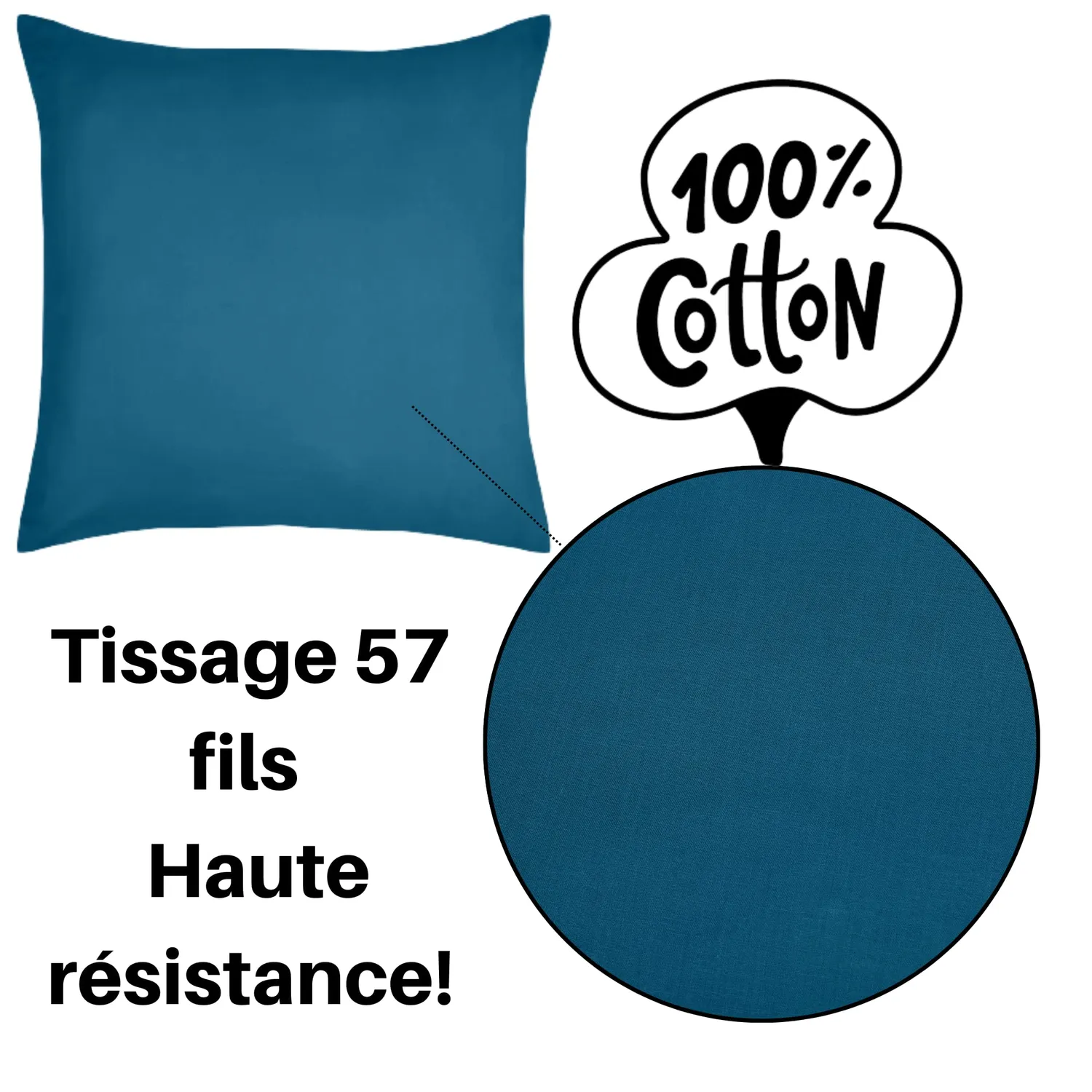 Stof Eden taie oreiller 63x63 cm pétrole coton