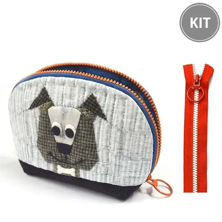 Yoko Saito Mocha kit pochette chien fermeture bleue