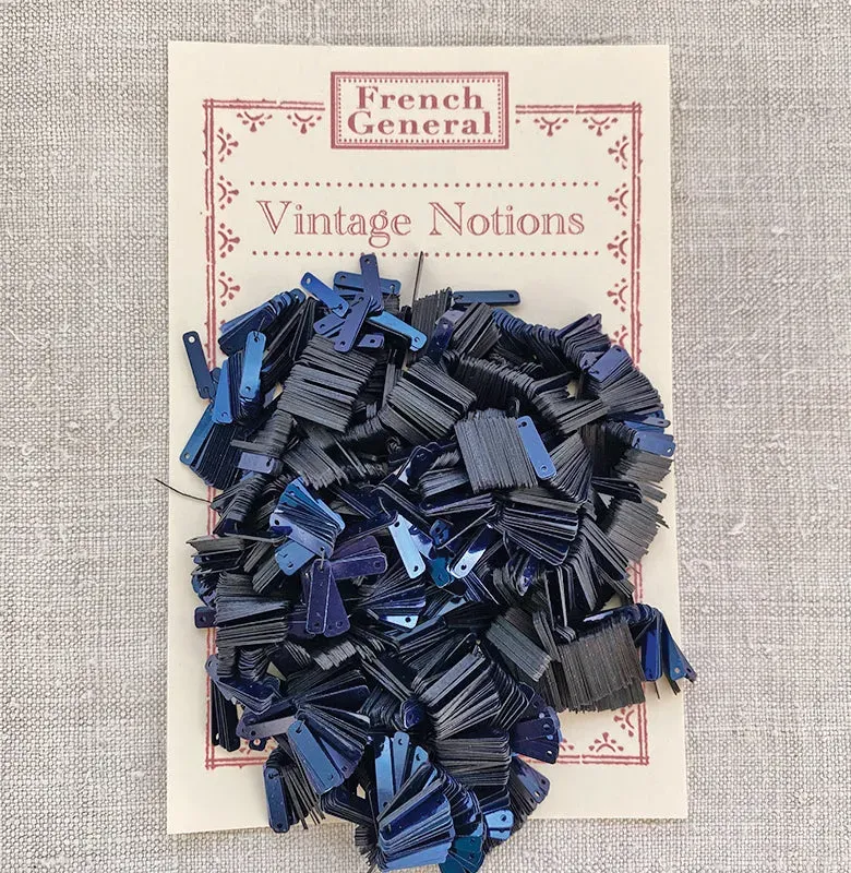 French General Midnight Navy sequins vintage bleu marine