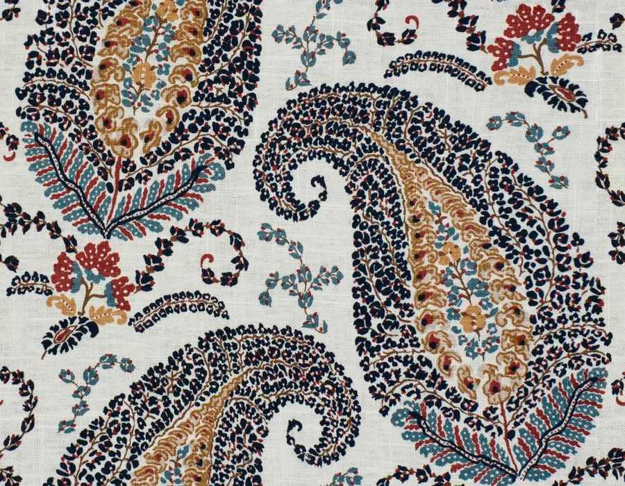 French General Santerre Indigo tissu ameublement lin 137 cm