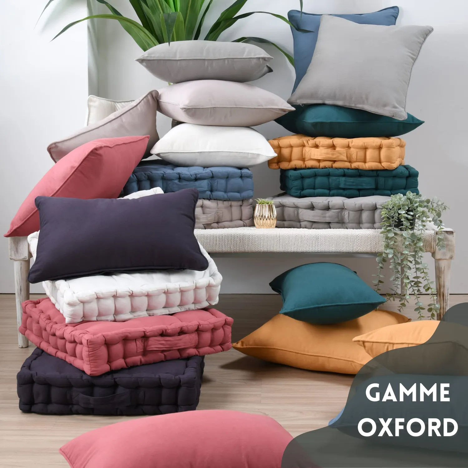 Stof Oxford coussin 45x45 moutarde satin de coton