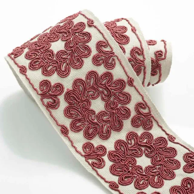 French General Fontenette Rouge galon lin 8,9 cm au mètre