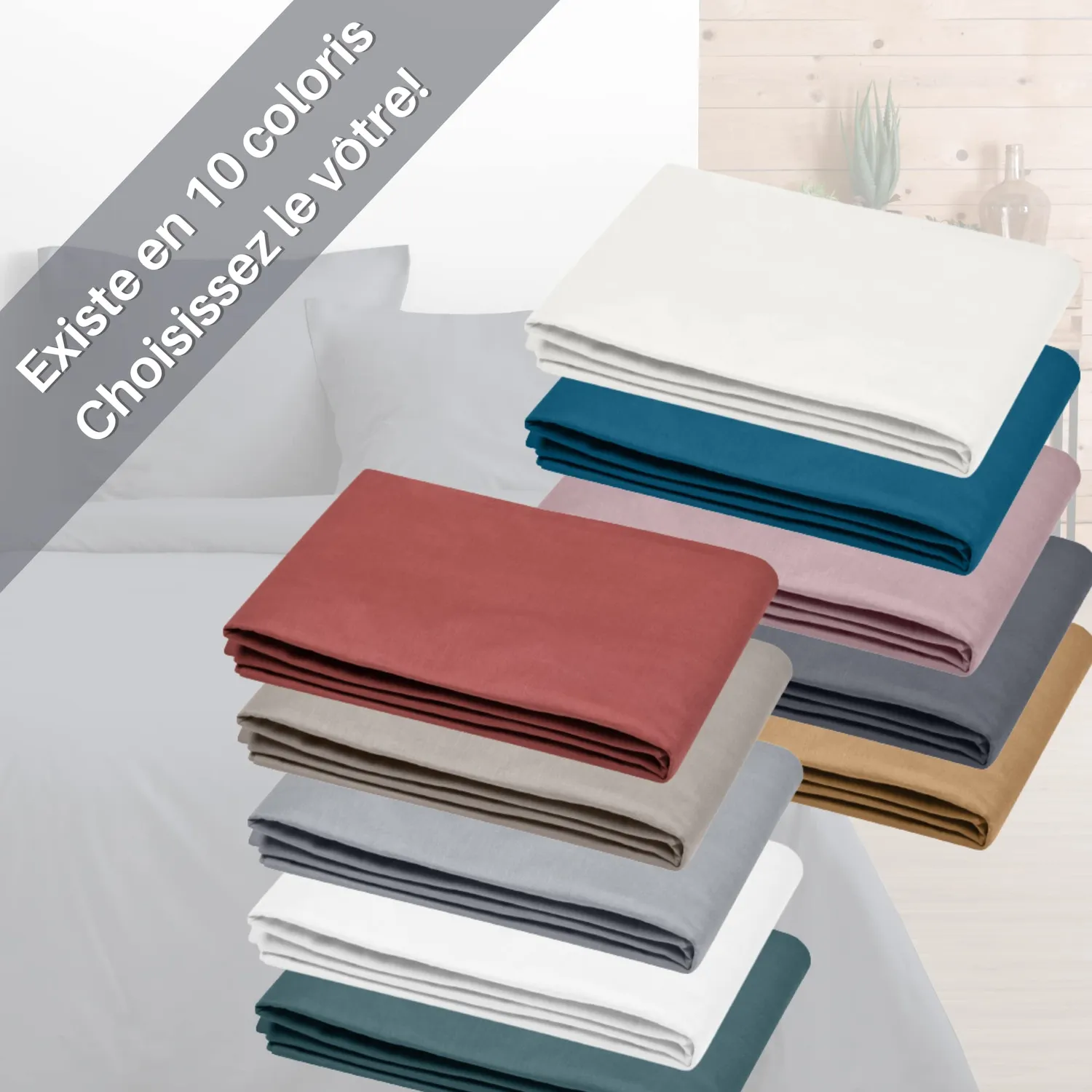 Stof Eden drap plat 240x300 cm ardoise coton