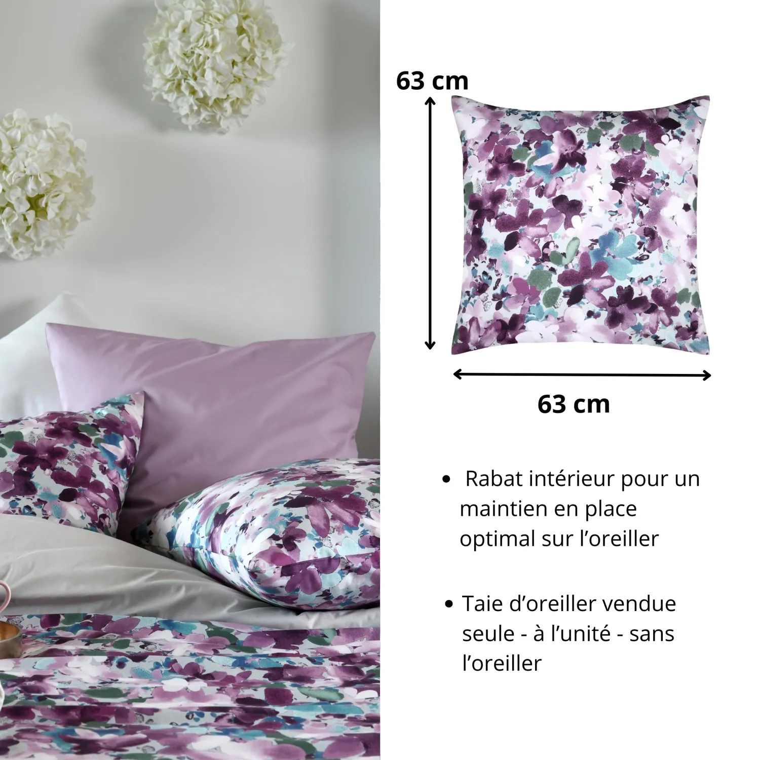 STOF Pervenche taie d'oreiller 63x63 rose percale